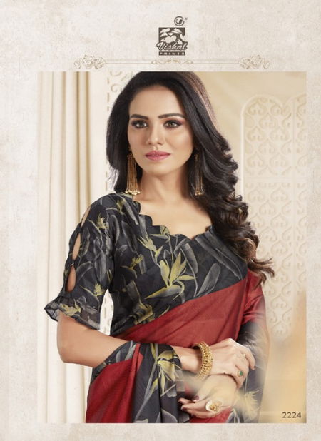 VISHAL SHREYA Latest Regular Wear Black Chiffon Printed Saree Collection Catalog